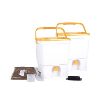 Skaza Bokashki Organko set od dvije kompostne kante, 2×16 L, bijela/žuta (102639)