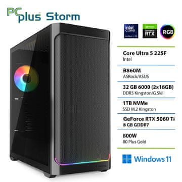 PCplus Storm Core Ultra 5 225F 32GB 1TB SSD RTX 5060Ti 8GB Windows 11 Home gaming stolno računalo