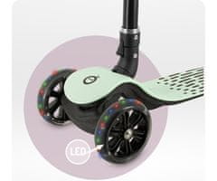 MoMi SAN dječji romobil, sklopivi, 3 kotača, LED osvjetljenje, zeleno-crni