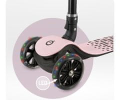 MoMi SAN dječji romobil, sklopivi, 3 kotača, LED rasvjeta, roza-crni