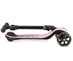 MoMi SAN dječji romobil, sklopivi, 3 kotača, LED rasvjeta, roza-crni