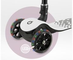 MoMi SAN dječji romobil, sklopivi, 3 kotača, LED rasvjeta, sivo-crni