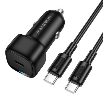 Borofone BZ34A avtopolnilec PD 20W QC 3.0 s kablom Type C - Type C 1m - crn
