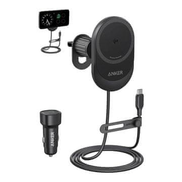 Anker MagGo bežični auto punjač s ugrađenim USB-C kabelom, 15W