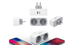 Tessan TS-WS02DE00 zidna utičnica, 2× AC, 1× USB-A, 1× USB-C, punjenje 25 W