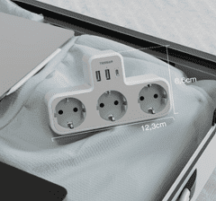 Tessan TS-323-C zidni adapter, 3× AC, 2× USB-A, 1× USB-C