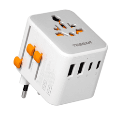 Tessan Putni adapter TS-WTA08, 1× AC, 2× USB-A, 3× USB-C