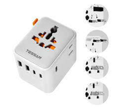 Tessan Putni adapter TS-WTA08, 1× AC, 2× USB-A, 3× USB-C