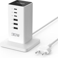 Tessan CS04-EU-WH stolna stanica za punjenje, 3× USB-C, 3× USB-A, 30 W