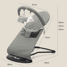 Tavalax Dječja ležaljka–ljuljačka, 3 položaja 21°/33°/45°, sklopiva, čelični okvir, odvojiva tkanina, s lukom za igračke