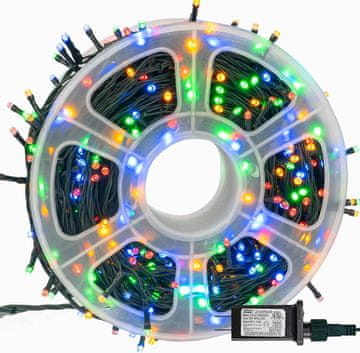 Netscroll Višebojne LED božićne lampice za unutarnju i vanjsku upotrebu, duljina 100 m s 8 načina bljeskanja, 480 LED, otporne na vremenske uvjete, EndlessLights