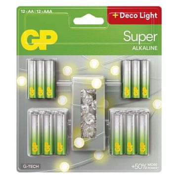 GP alkalna baterija SUPER AA 12 + AAA 12 + LED lanac BL