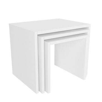 Woody Fashion Uklopni stolići set, Bijela boja, Zariel - White