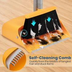 Netscroll Zloživi set metla i posuda za smeće, glava se okreće za 180°, teleskopski ročaj, ugrađeni „čistilni zubci“, unutarnja i vanjska upotreba, Broom