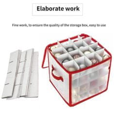 Netscroll Kutija za pohranu 64 božićna ukrasa s ručkama, prozirnim poklopcem, dvostrukim patentnim zatvaračem i sklopivim dizajnom, BallsBox.