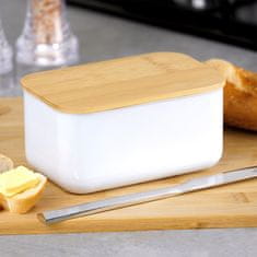 Artemis Bijela čelična posuda za maslac od bambusa, kuhinjska posuda za maslac