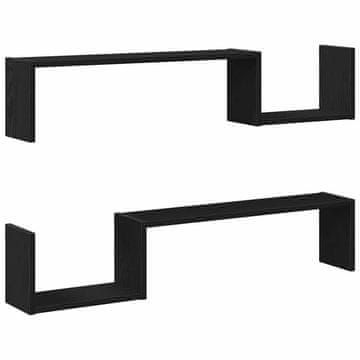 Vidaxl Polica na zidu s policom 2 pcs Crni hrast 100 x 15 x 20 cm