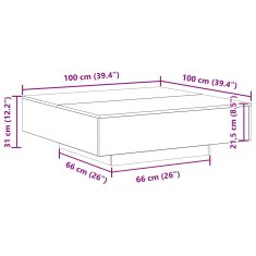 Vidaxl Kava Stol Staro drvo 100 x 100 x 31 cm Konstruirano drvo