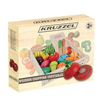 Kruzzel komplet povrća od drva - 34-dijelni set za rezanje s priborom