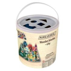 Kruzzel drvene kocke grad - 100 komada s podlogom, vozilima i figurama