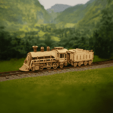 Kruzzel 3D drvena slagalica - Lokomotiva s vagonom