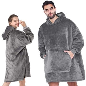 Verk Hoodie deka s rukavima za odrasle - Siva
