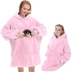 Verk Hoodie deka s rukavima za odrasle - Roza