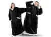 Duga XXL hoodie deka s rukavima - Crna