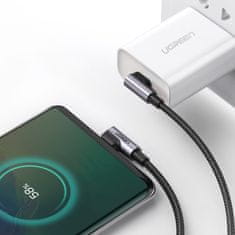 Ugreen Kutni kabel s bočnim USB-C na USB-C utikačem za brzo punjenje 1 m - sivi