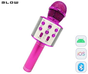 Blow PRM402 KARAOKE mikrofon sa zvučnikom, 5W, bežični, BT, Android + iOS, roza