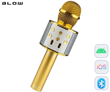 Blow PRM402 KARAOKE mikrofon sa zvučnikom, 5W, bežični, BT, Android + iOS, zlatni