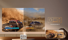 Byintek PLATO T5 MAX prijenosni LED projektor, GoogleTV, WIFI 6, Bluetooth, 1000 ANSI lumena, STEREO zvučnici, autofokus, dijeljenje zaslona, maksimalno 4K UHD