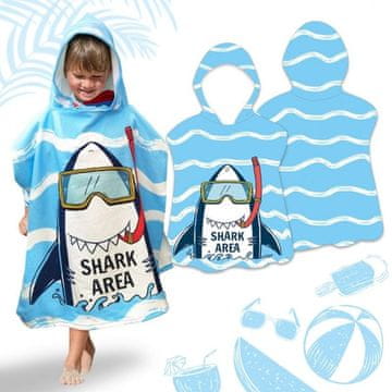 eCarla Dječji pončo ručnik - Morski pas 60x60 cm