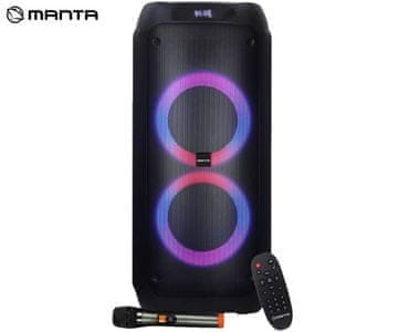 Manta SPK0802B120 ATTIS prijenosni KARAOKE zvučnik, crni, punjiva baterija, RGB LED osvjetljenje