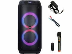 Manta SPK0802B120 ATTIS prijenosni KARAOKE zvučnik, crni, punjiva baterija, RGB LED osvjetljenje