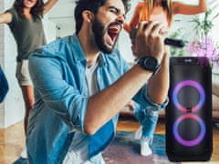 Manta SPK0802B120 ATTIS prijenosni KARAOKE zvučnik, crni, punjiva baterija, RGB LED osvjetljenje