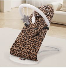 Tavalax Dječja ležaljka–ljuljačka, 3 položaja 21°/33°/45°, sklopiva, čelični okvir, odvojiva tkanina, s lukom za igračke, Leopard Brown