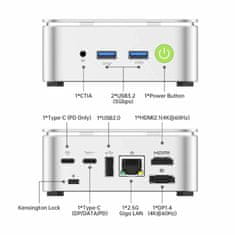 GMKtec računalo mini PC G10 AMD Ryzen5 16GB RAM 512GB SSD NucBox srebrno
