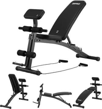 Zipro Klupa za Vježbanje Volume s Presom za Noge i Nastavkom za Bicepse