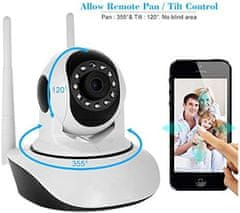 VYZIO® Bežična WiFi kamera s 360° nadzorom, detekcija pokreta, mobilna aplikacija, mikrofon i zvučnik | VISIONSPOT