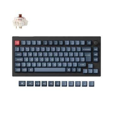 Keychron V1 Max bežična mehanička tipkovnica, Gateron Jupiter smeđi prekidači, RGB, HR, crna (V1M-D3-UK)