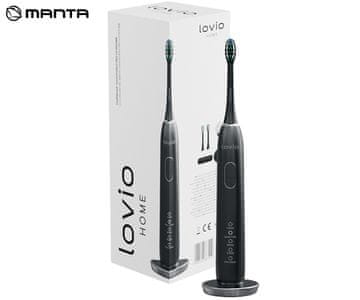 Manta Lovio SonicProtect PRO sonična električna četkica za zube, 5 nastavaka, 5 načina rada, crna (karbonska crna)
