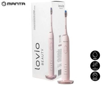 Manta Lovio SonicProtect PRO sonična električna četkica za zube, 5 nastavaka, 5 načina rada, ružičasta (puderasto ružičasta)