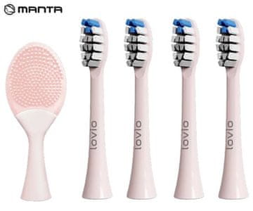 Manta Lovio SonicProtect PRO glave za električno zobno ščetko, 5 glav, srednja trdota, roza (Blush Pink)