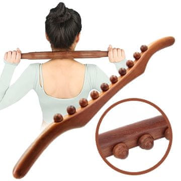 Cool Mango drveni masažni štap za opuštanje i ručnu masažu, 8 kuglica, 53 cm - Bodyroller