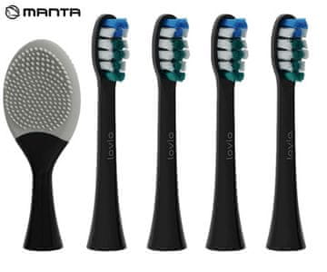 Manta Lovio SonicProtect PRO glave električne četkice za zube, 5 glava, meka tvrdoća, crne (ugljično crna)