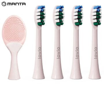 Manta Lovio SonicProtect PRO glave električne četkice za zube, 5 glava, meka tvrdoća, ružičasta (rumenkasto ružičasta)