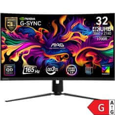MSI Monitor MAG 321CUP QD-OLED 31.5" / UHD / 165Hz / 0,03ms MPRT / crni PD 15W - podesiv po visini