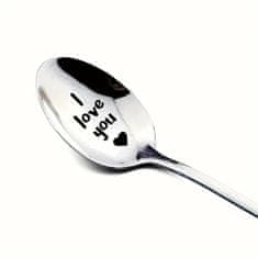 HOME & MARKER® Gravirana žlica “I love you”, poklon za parove, metalna žlica za kavu i deserte | ILYSPOON