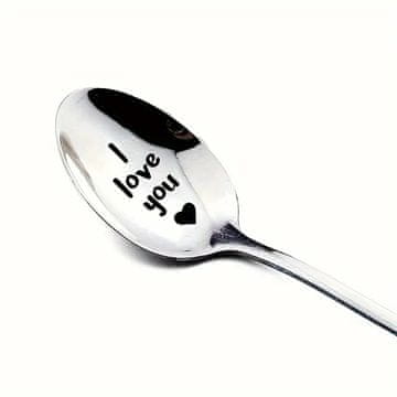 HOME & MARKER® Gravirana žlica “I love you”, poklon za parove, metalna žlica za kavu i deserte | ILYSPOON